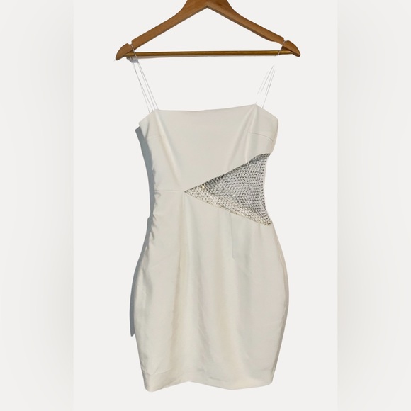 Meshki White Mini Dress with Mesh Detail - Picture 4 of 4